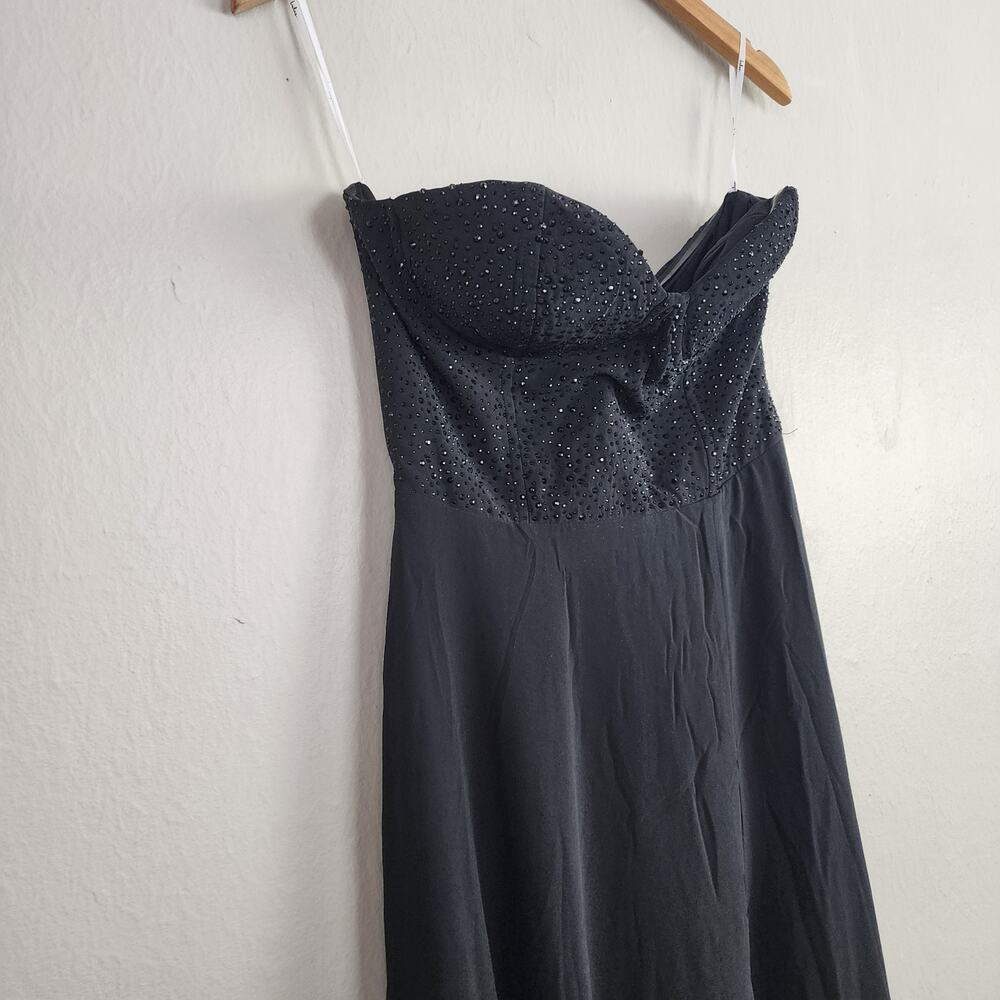 Lulus Remember This Moment Black Rhinestone Strapless Bustier Maxi Dress M - Picture 9 of 14